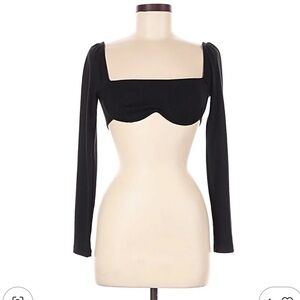 Princess Polly Becca Long Sleeve Crop Top Black NWT Size 6